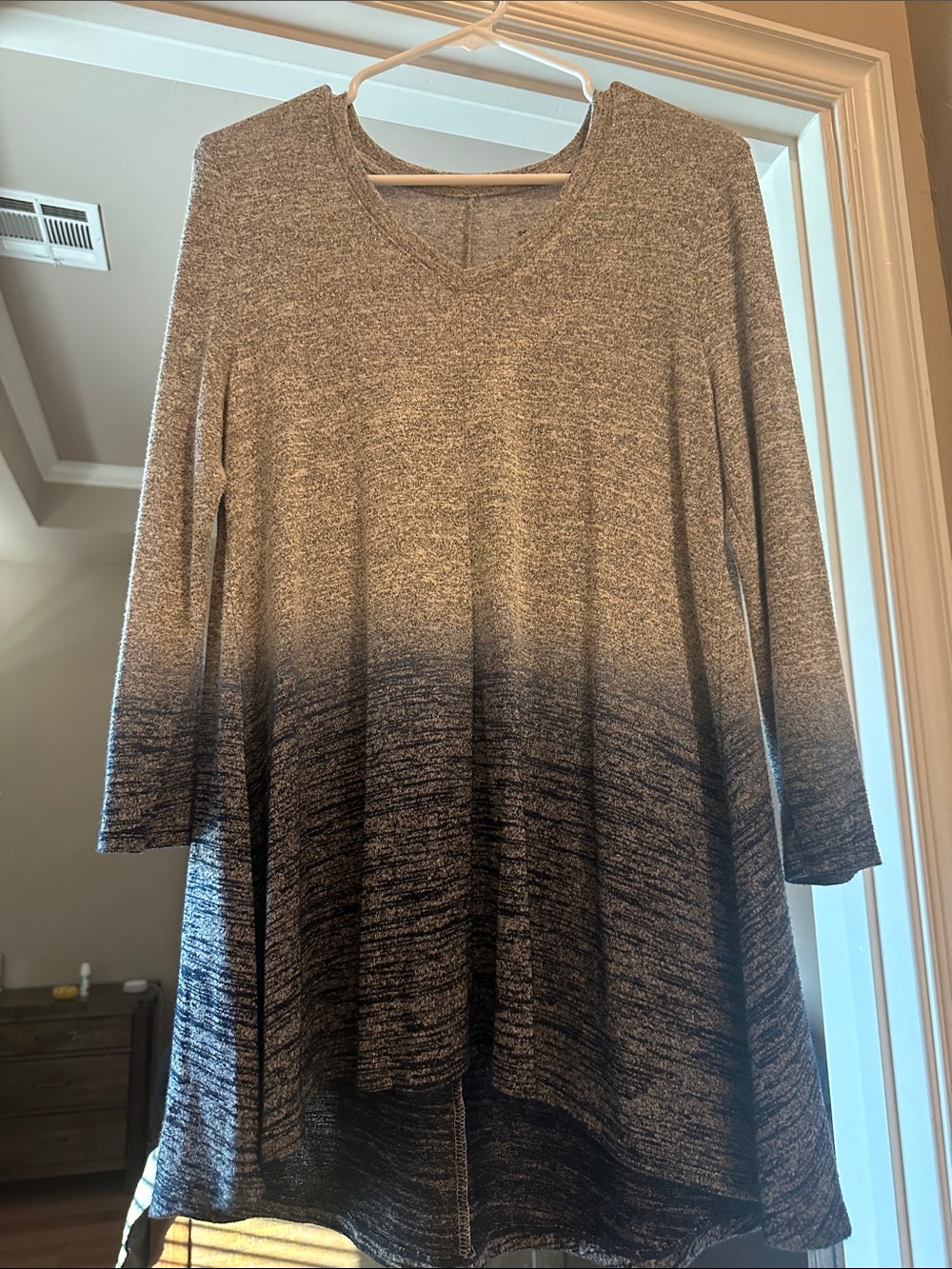 Sonoma V-Neck Ombre Long Sleeve Swing Dress - Gray & Black